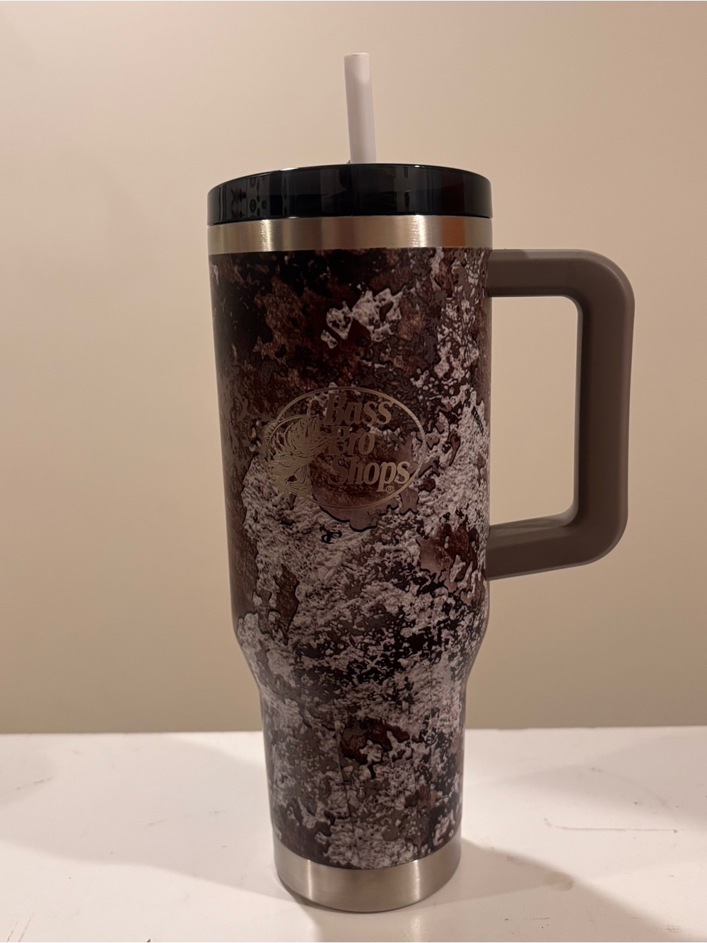 Bass Pro Shops Brown Camo Travel Tumbler with Handle